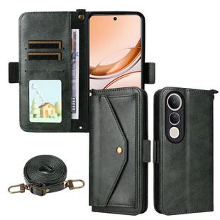 For vivo V50 Lite 5G Global Multi-card Slots Crossbody Cowhide Leather Phone Case(Green)