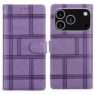 For iPhone 17 Pro Max Embossed Checkered Leather Phone Case(Purple)