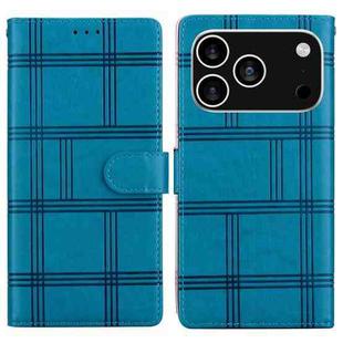 For iPhone 17 Pro Embossed Checkered Leather Phone Case(Blue)