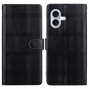 For iPhone 17 Embossed Checkered Leather Phone Case(Black)
