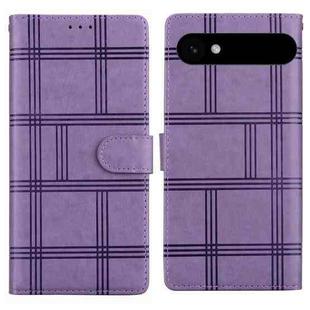 For iPhone 17 Air Embossed Checkered Leather Phone Case(Purple)