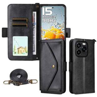 For Oukitel C65 Pro / C65 Multi-card Slots Crossbody Cowhide Leather Phone Case(Black)
