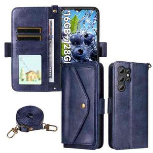 For Oukitel C1 Pro / C1 Multi-card Slots Crossbody Cowhide Leather Phone Case(Blue)