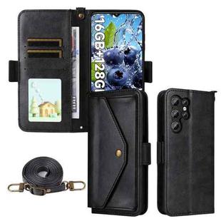 For Oukitel C1 Pro / C1 Multi-card Slots Crossbody Cowhide Leather Phone Case(Black)