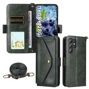 For Oukitel C1 Pro / C1 Multi-card Slots Crossbody Cowhide Leather Phone Case(Green)