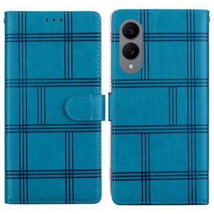 For Samsung Galaxy S25 Edge 5G Embossed Checkered Leather Phone Case(Blue)