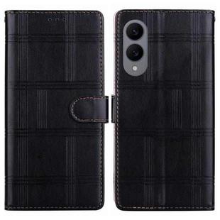 For Samsung Galaxy S25 Edge 5G Embossed Checkered Leather Phone Case(Black)