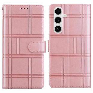 For Samsung Galaxy S23 5G Embossed Checkered Leather Phone Case(Pink)