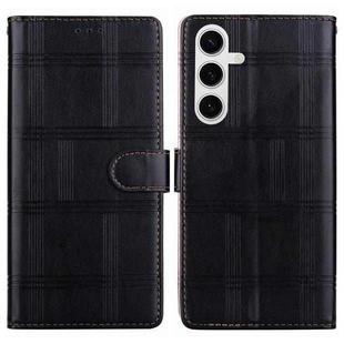 For Samsung Galaxy S23 5G Embossed Checkered Leather Phone Case(Black)