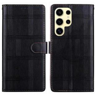 For Samsung Galaxy S22 Ultra 5G Embossed Checkered Leather Phone Case(Black)