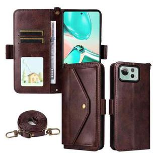 For Asus Zenfone 12 Ultra Multi-card Slots Crossbody Cowhide Leather Phone Case(Brown)