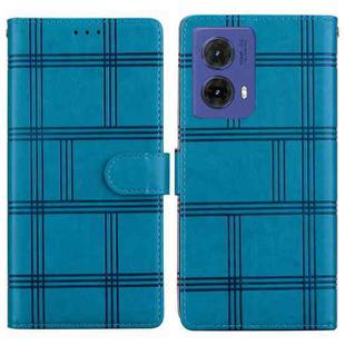 For Motorola Moto G85 5G Embossed Checkered Leather Phone Case(Blue)