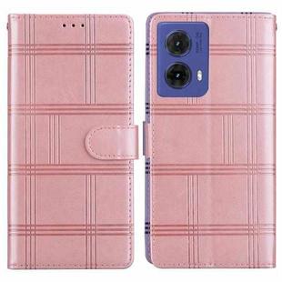 For Motorola Moto G85 5G Embossed Checkered Leather Phone Case(Pink)