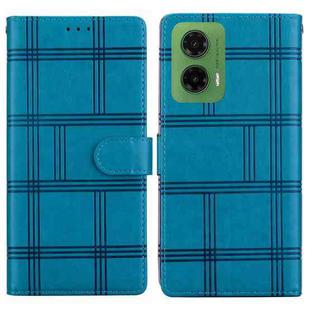 For Motorola Moto G35 Embossed Checkered Leather Phone Case(Blue)