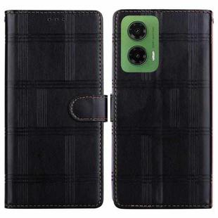 For Motorola Moto G35 Embossed Checkered Leather Phone Case(Black)