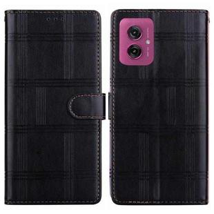 For Motorola Moto G55 Embossed Checkered Leather Phone Case(Black)