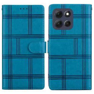 For Motorola Moto G56 5G Embossed Checkered Leather Phone Case(Blue)