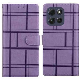For Motorola Moto G56 5G Embossed Checkered Leather Phone Case(Purple)