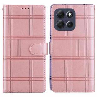 For Motorola Moto G86 5G Embossed Checkered Leather Phone Case(Pink)
