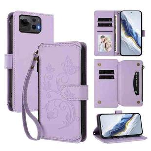 For ASUS Zenfone 12 Ultra Butterfly Love Flower Multi-card Zipper Wallet Leather Phone Case(Light Purple)
