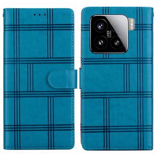 For Xiaomi 15 Embossed Checkered Leather Phone Case(Blue)
