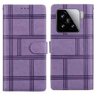 For Xiaomi 15 Embossed Checkered Leather Phone Case(Purple)