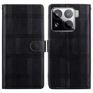 For Xiaomi 15 Pro Embossed Checkered Leather Phone Case(Black)