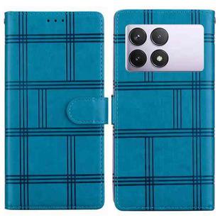 For Redmi K70E / Poco X6 Pro Embossed Checkered Leather Phone Case(Blue)