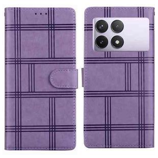 For Redmi K70E / Poco X6 Pro Embossed Checkered Leather Phone Case(Purple)