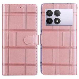 For Redmi K70E / Poco X6 Pro Embossed Checkered Leather Phone Case(Pink)