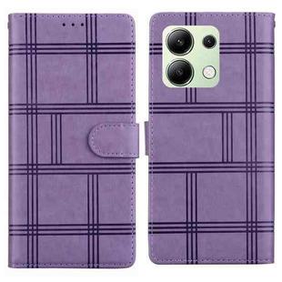 For Redmi Note 13 4G Embossed Checkered Leather Phone Case(Purple)