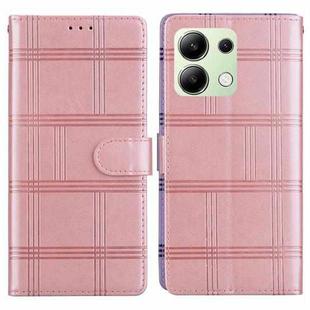 For Redmi Note 13 4G Embossed Checkered Leather Phone Case(Pink)