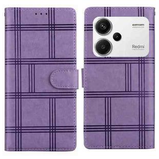 For Redmi Note 13 Pro+ Embossed Checkered Leather Phone Case(Purple)