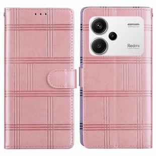 For Redmi Note 13 Pro+ Embossed Checkered Leather Phone Case(Pink)