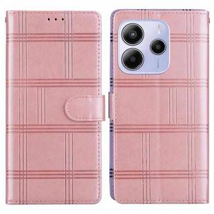 For Redmi Note 14 5G Embossed Checkered Leather Phone Case(Pink)