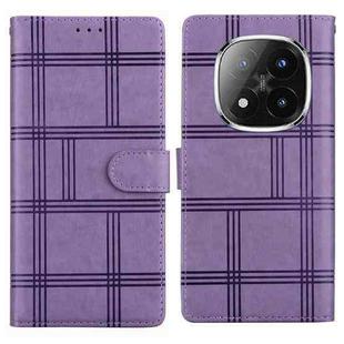 For Redmi Note 14 Pro+ 5G / Poco X7 5G Embossed Checkered Leather Phone Case(Purple)