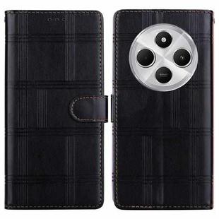 For Redmi 14C 5G Embossed Checkered Leather Phone Case(Black)