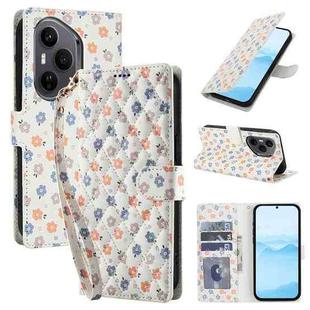 For Honor 400 Pro Global 160.8mm Flower Pattern Buckle Leather Phone Case with Lanyard(Florals)