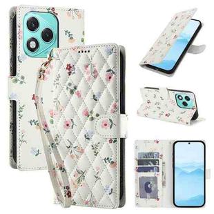 For Honor 400 Lite Global Flower Pattern Buckle Leather Phone Case with Lanyard(Pink Flowers)
