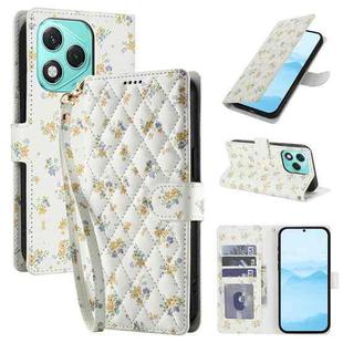 For Honor 400 Lite Global Flower Pattern Buckle Leather Phone Case with Lanyard(Yellow Flowers)