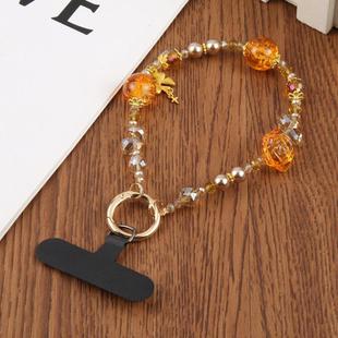 Flower Ice Bead Chain Phone Anti-lost Short Lanyard(Orange)