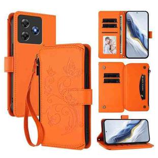 For Blackview Wave 8C / 8 Butterfly Love Flower Multi-card Zipper Wallet Leather Phone Case(Orange)