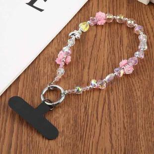 Rose Bead Chain Phone Anti-lost Short Lanyard(Pink)