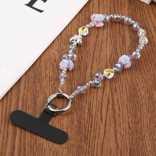 Rose Bead Chain Phone Anti-lost Short Lanyard(Blue Pink)