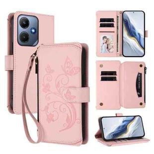 For Infinix Hot 30i / X669 Butterfly Love Flower Multi-card Zipper Wallet Leather Phone Case(Pink)