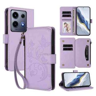 For Infinix Note 30 VIP Butterfly Love Flower Multi-card Zipper Wallet Leather Phone Case(Light Purple)