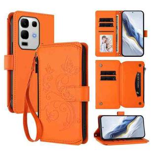 For Infinix Note 50s Butterfly Love Flower Multi-card Zipper Wallet Leather Phone Case(Orange)