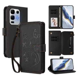 For Infinix Note 50X 5G Butterfly Love Flower Multi-card Zipper Wallet Leather Phone Case(Black)