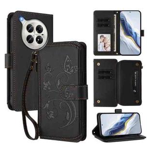 For Infinix Zero 40 4G Butterfly Love Flower Multi-card Zipper Wallet Leather Phone Case(Black)