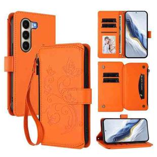 For Itel A95 5G Butterfly Love Flower Multi-card Zipper Wallet Leather Phone Case(Orange)